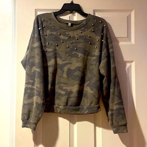 comfy camo sweater with beads